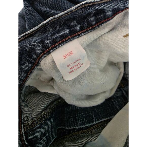 Men's Size 36x32 Medium Wash Straight Leg Jeans Relaxed  Basics Casual School - Picture 6 of 6